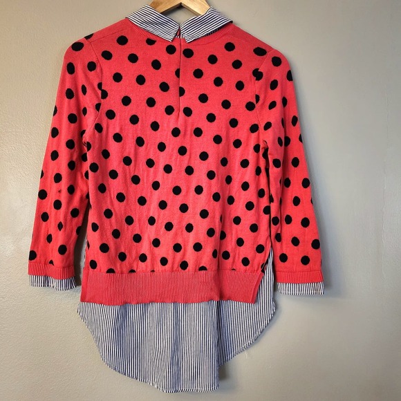 Crown & Ivy Red Sweater Built in Button Shirt underneath womens XS - Picture 2 of 8